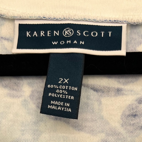 Karen Scott Women's Blue Floral Top - Picture 5 of 5